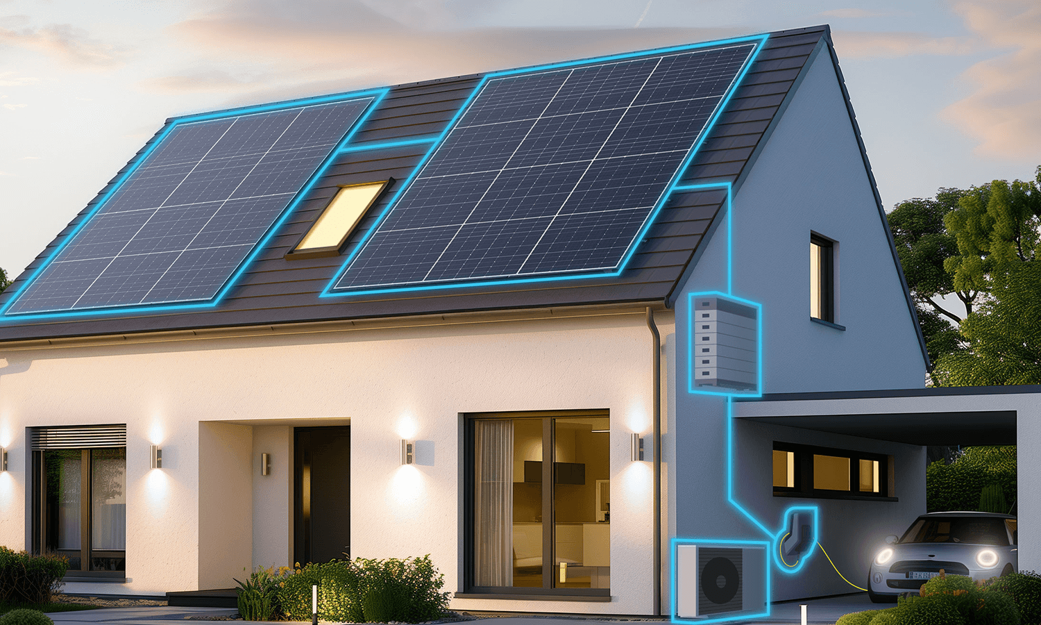 Dach mit Solarpanelen